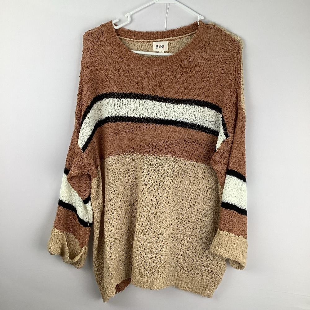 Bibi Women's Striped Open Knit Sweater womens size M‎